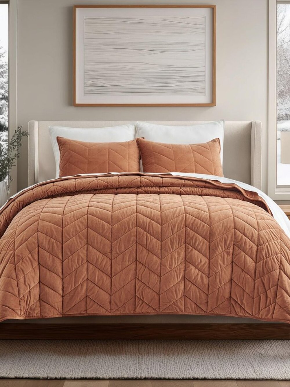 3 Pieces Luxurious Velvet King Quilts, Ultra Soft Lightweight Velvet Comforter